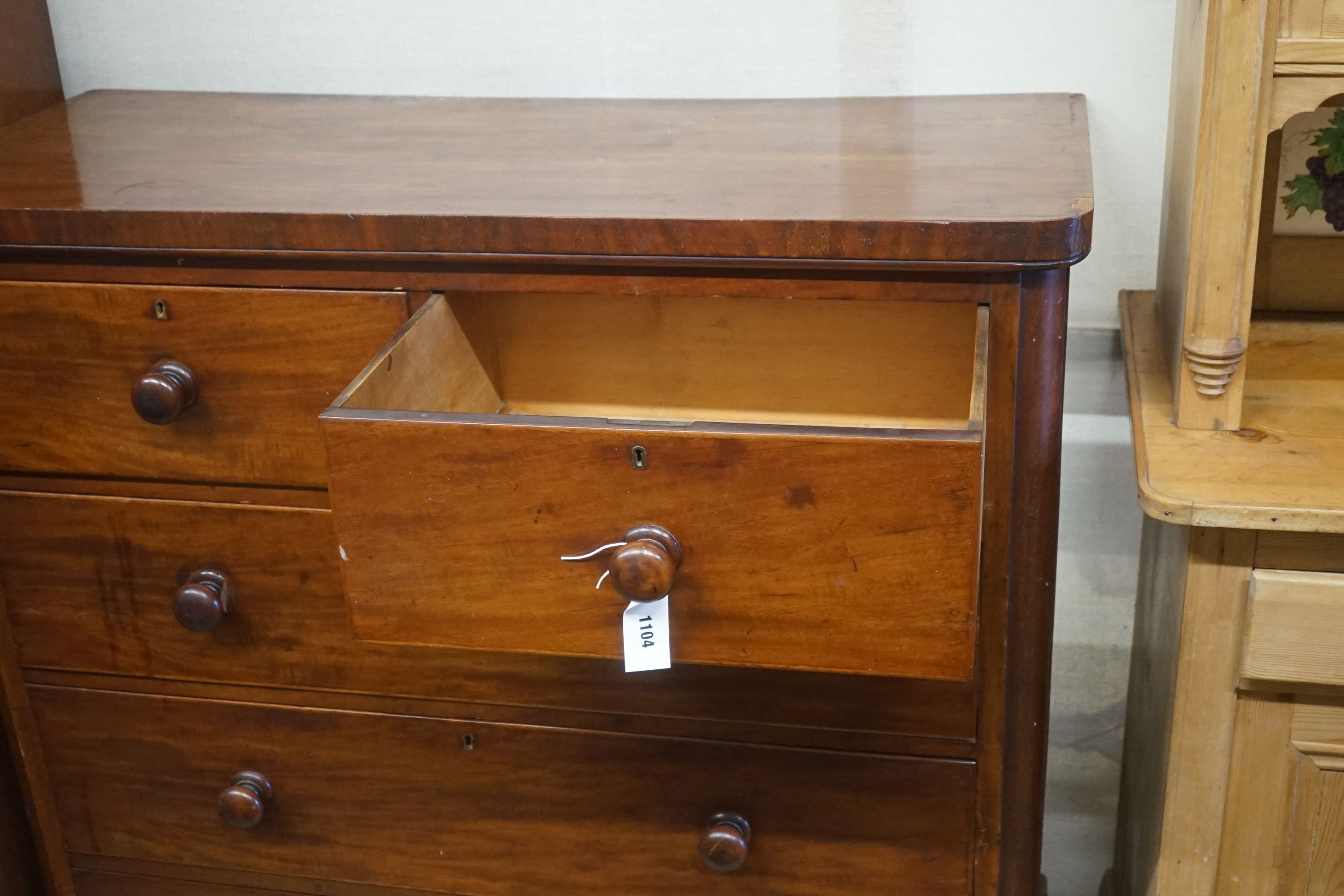 A Victorian mahogany chest, width 119cm, depth 50cm, height 117cm